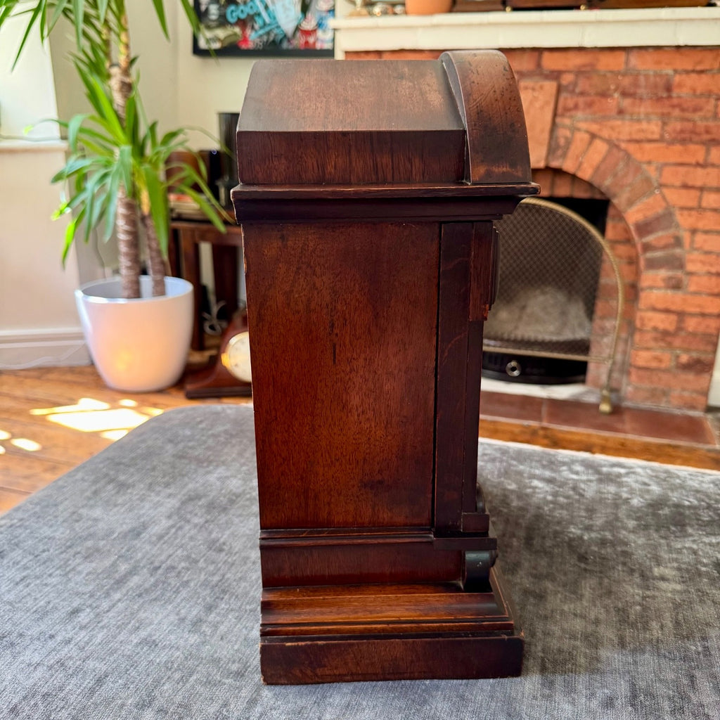  Large Antique Junghans Mantel Clock Carved Oak Time Only c1910