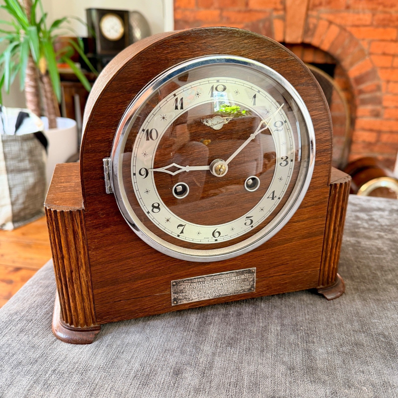 1947 Bentima Mantel Clock Stalham Norfolk NFU Provenance Fully Serviced