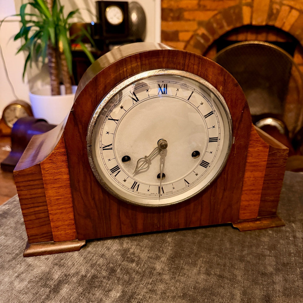 1954 Smiths K6A Westminster Chiming Mantel Clock Walnut Art Deco Marjorie