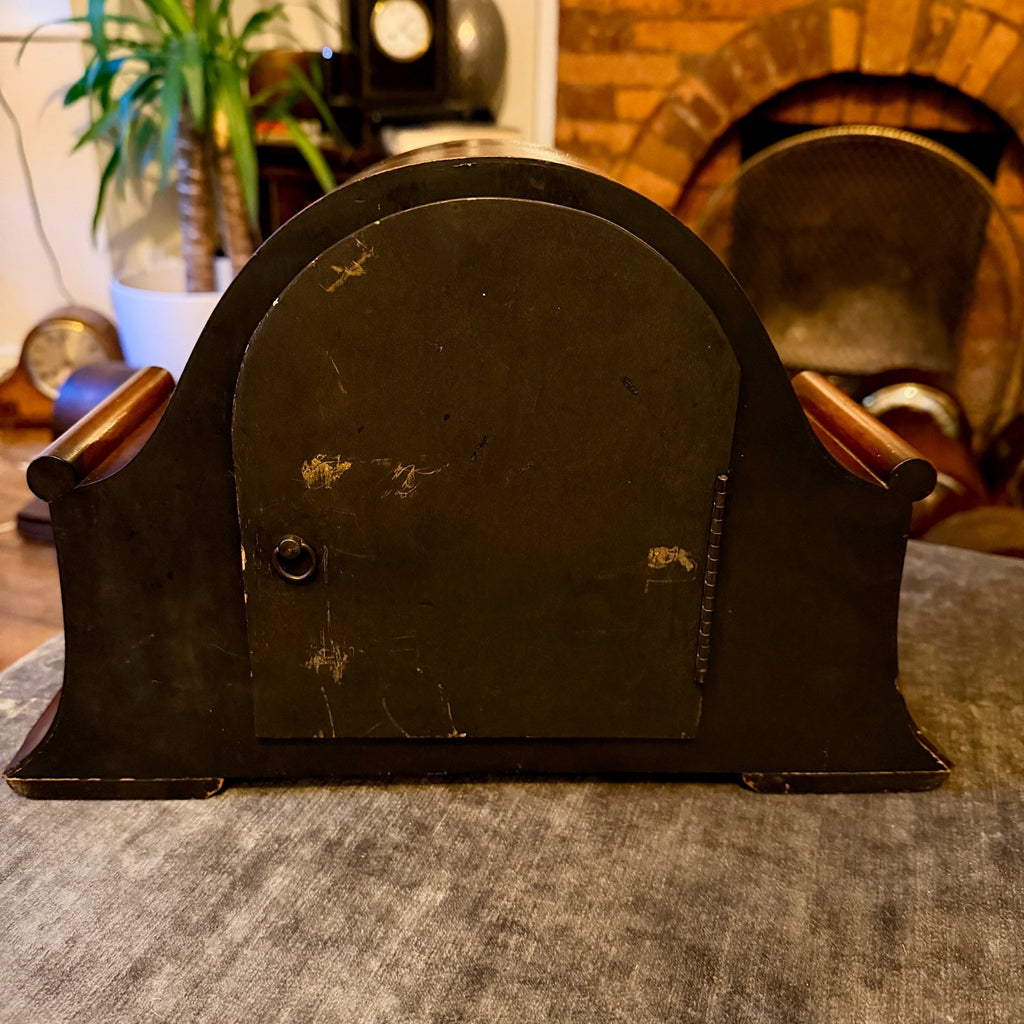 1955 Smiths K6A Westminster Chiming Mantel Clock Walnut Art Deco Restored