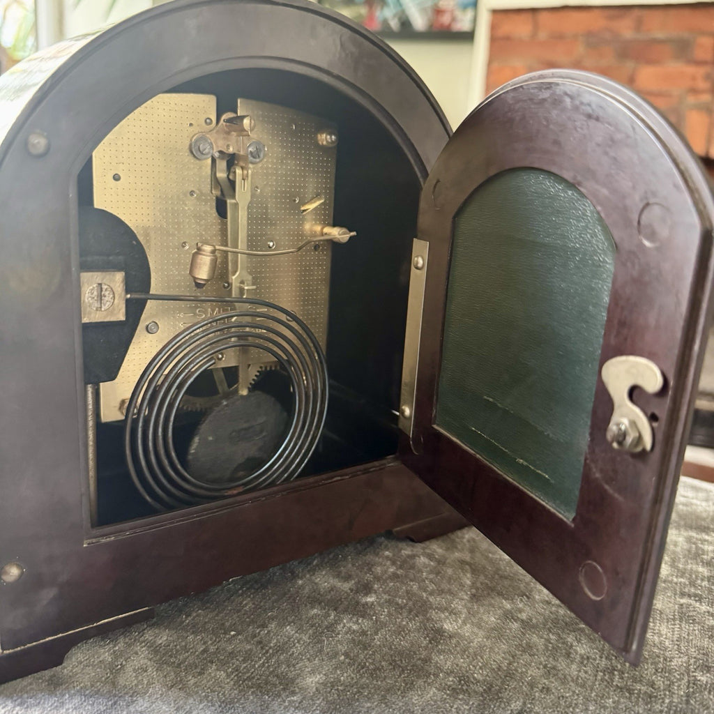 Smiths Enfield Bakelite Mantel Clock Gong Strike Serviced c1955 Key & Instructio