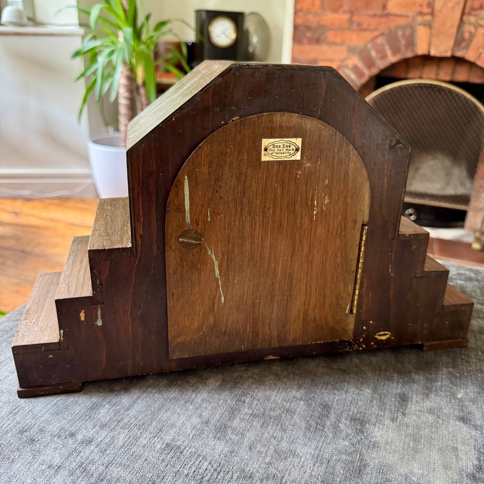 1930s Art Deco Oak Mantel Clock German Gong Strike Pendulum Clock Serviced