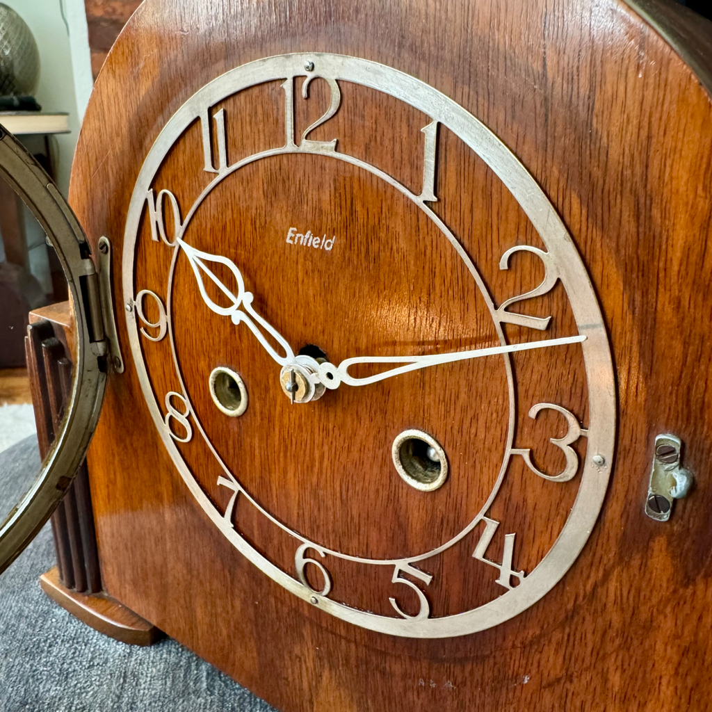 Vintage Enfield Mantel Clock Art Deco Gong Strike Fully Serviced Working