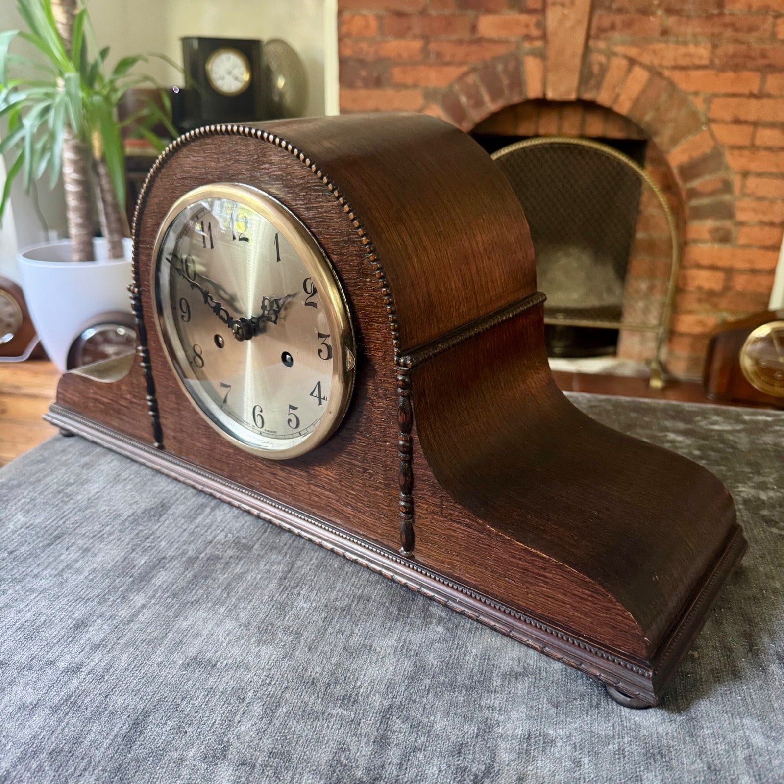 1930s English FHT Art Deco Mantel Clock Gong Strike Vintage Mechanical 50cm