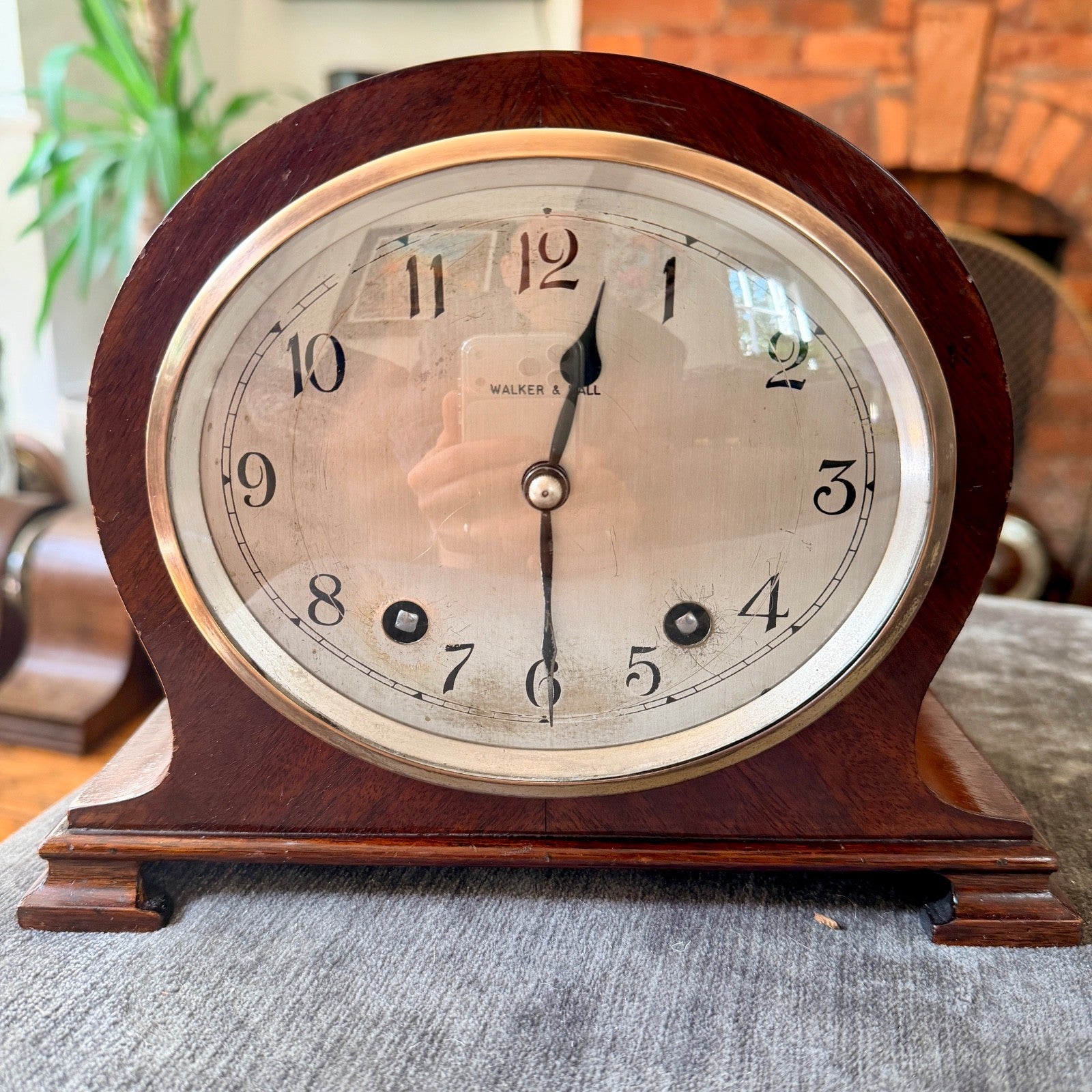 Vintage Walker & Hall Garrard Mahogany Striking Mantel Clock Fully Serviced