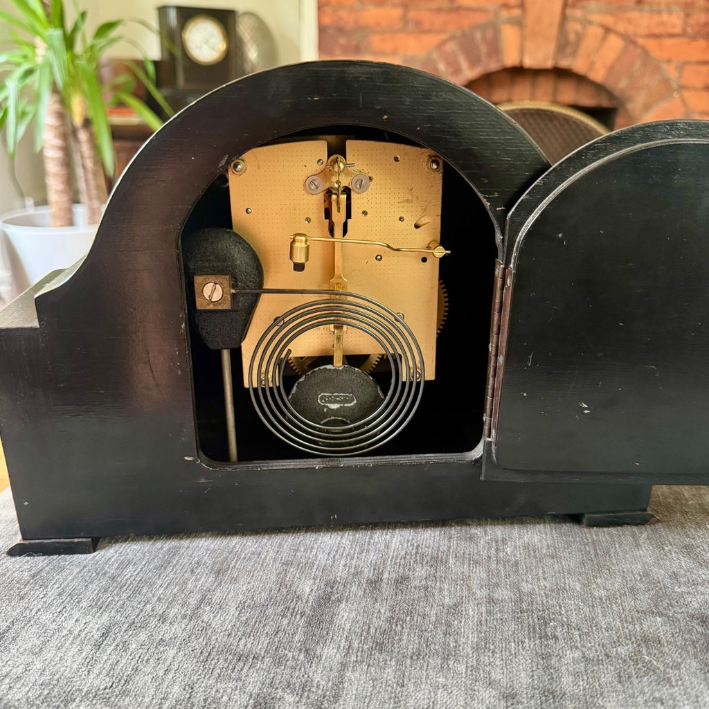 Smiths Enfield Mantel Clock 1952 Oak Gong Strike Art Deco Fully Serviced UK