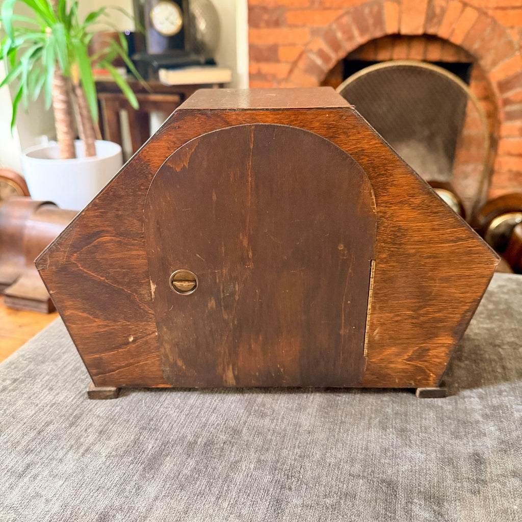 1930s Kienzle Art Deco Oak Mantel Clock Gong Strike Serviced Restored
