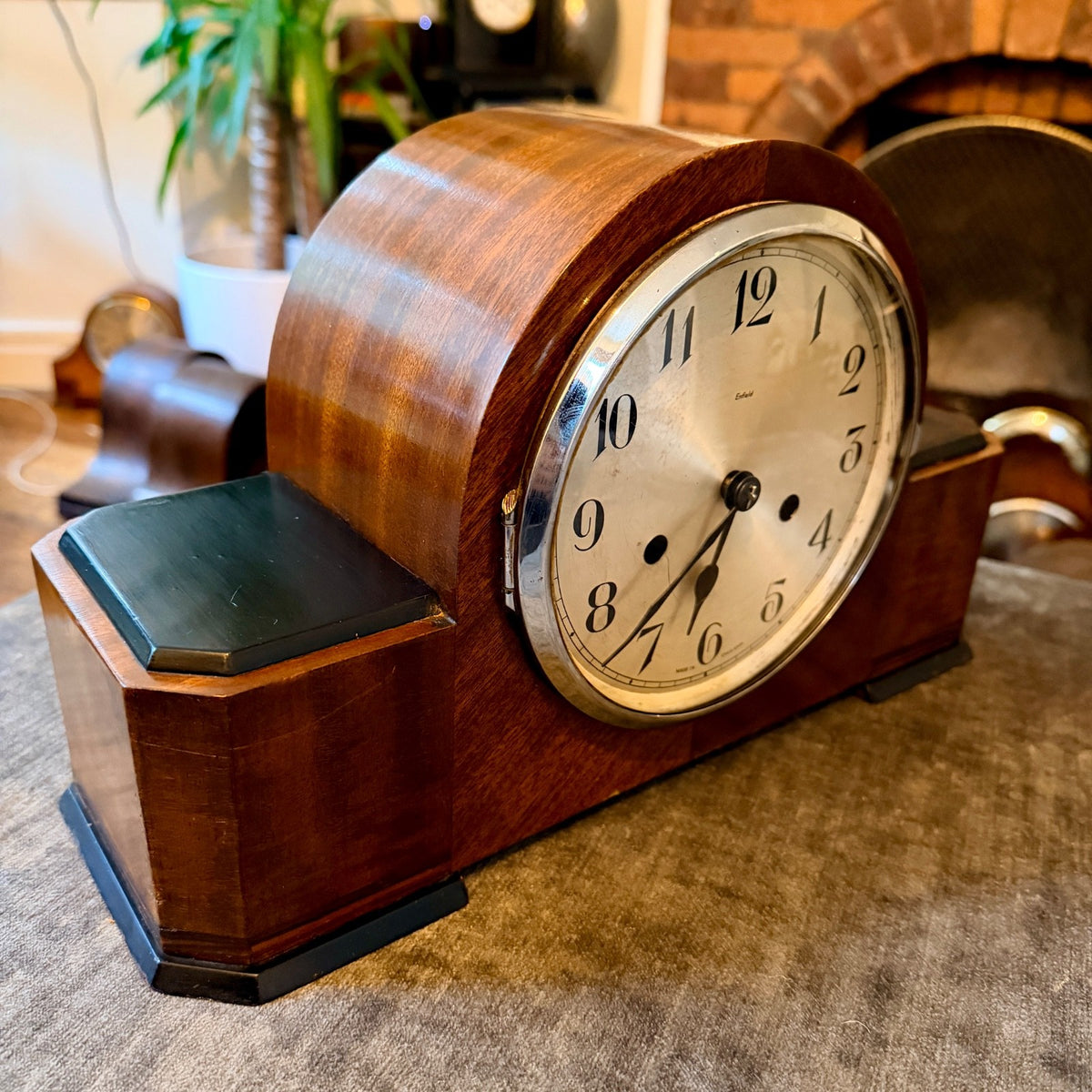 Vintage Enfield Art Deco Mantel Clock Gong Strike 1930s Restored England