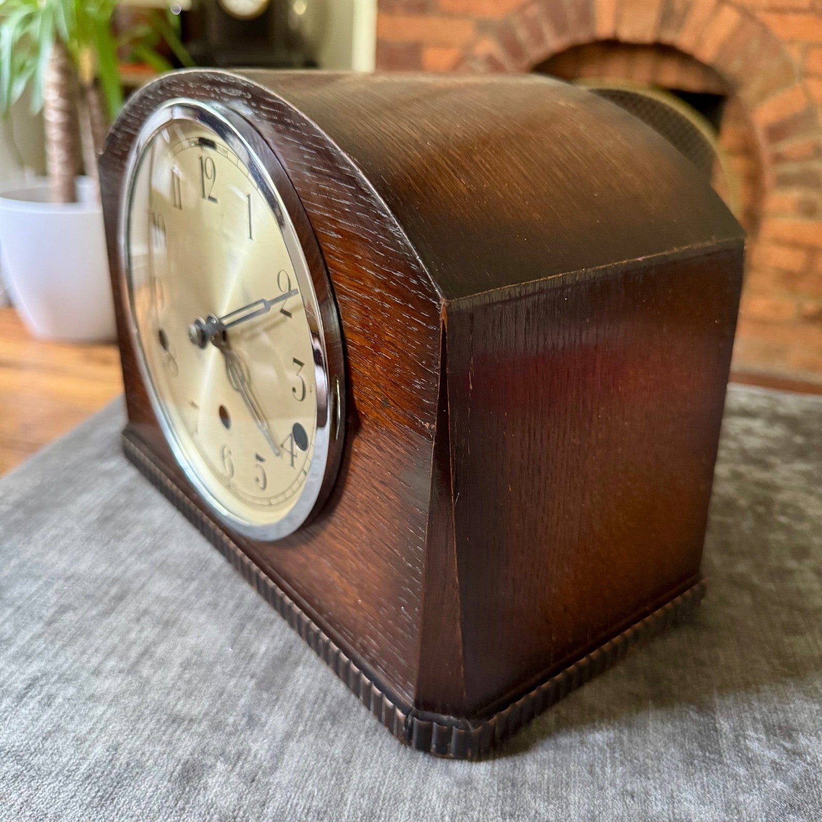 Vintage German Westminster Chime Mantel Clock 5 Rod Art Deco Serviced Working