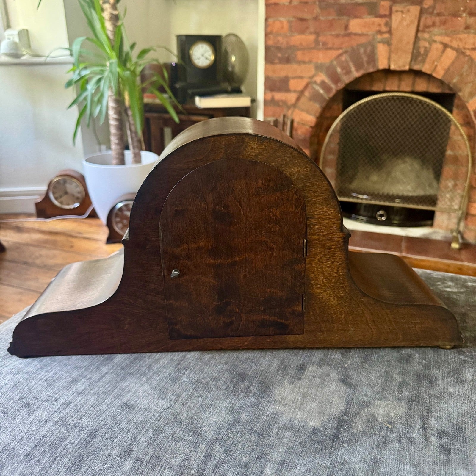 1930s English FHT Art Deco Mantel Clock Gong Strike Vintage Mechanical 50cm