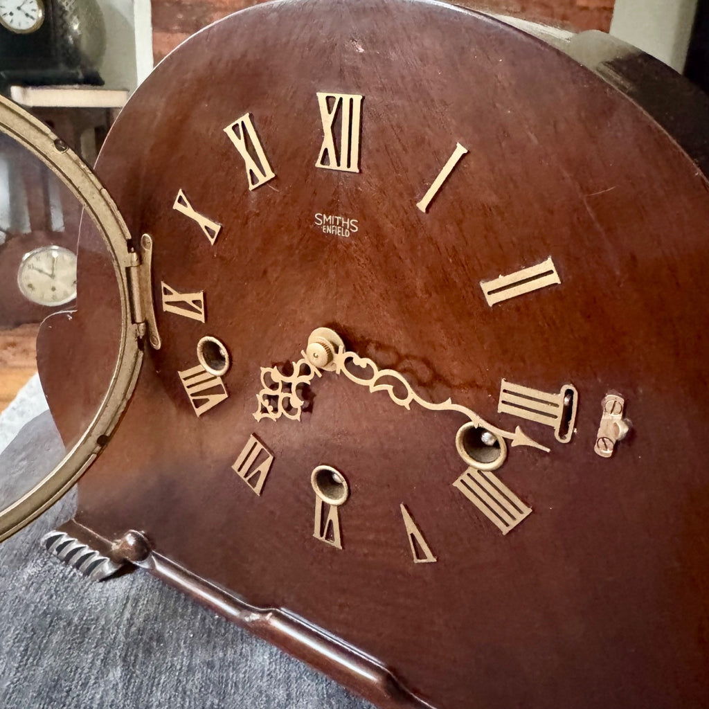 Smiths Enfield Westminster Mantel Clock 1951 8 Day 5 Rod Chime Serviced Mahogany