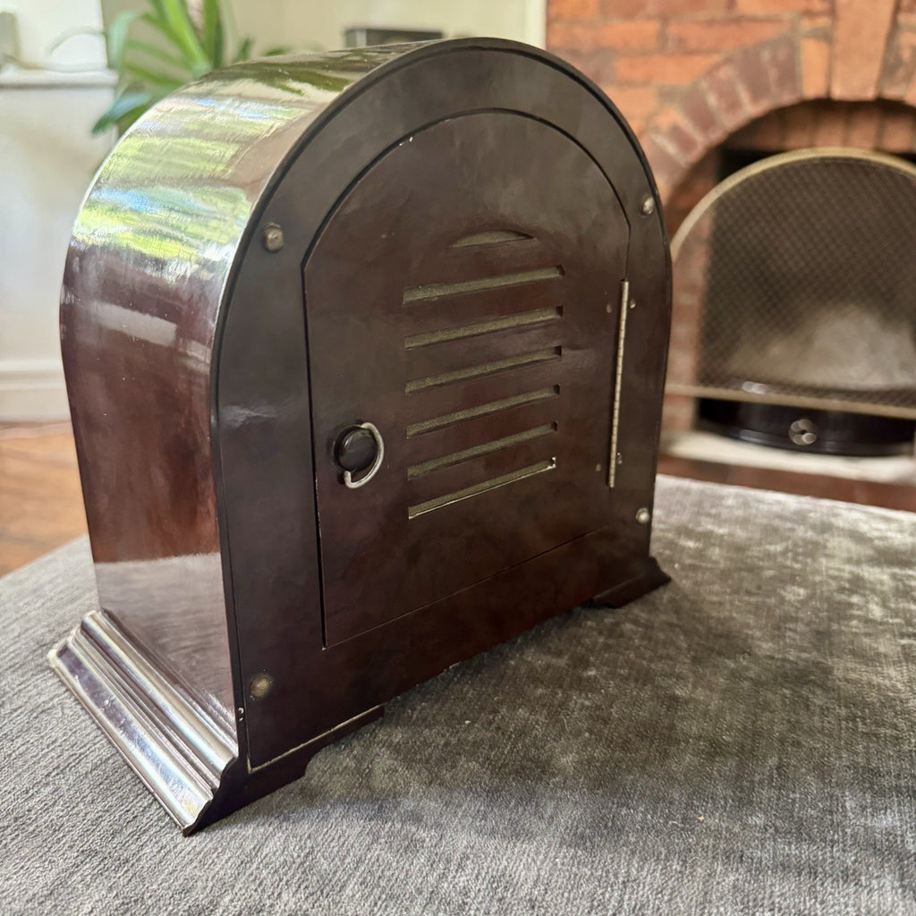 Smiths Enfield Bakelite Mantel Clock Gong Strike Serviced c1955 Key & Instructio