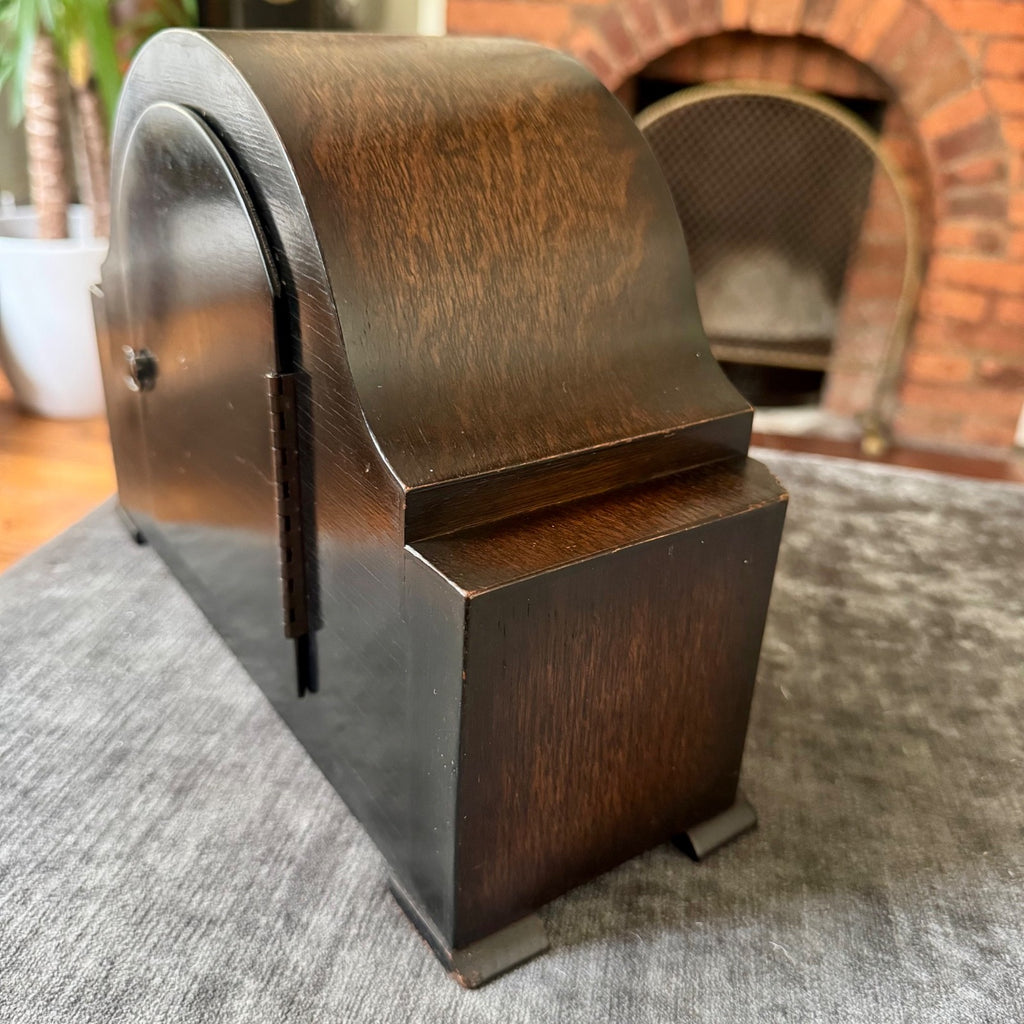 Smiths Enfield Mantel Clock 1952 Oak Gong Strike Art Deco Fully Serviced UK