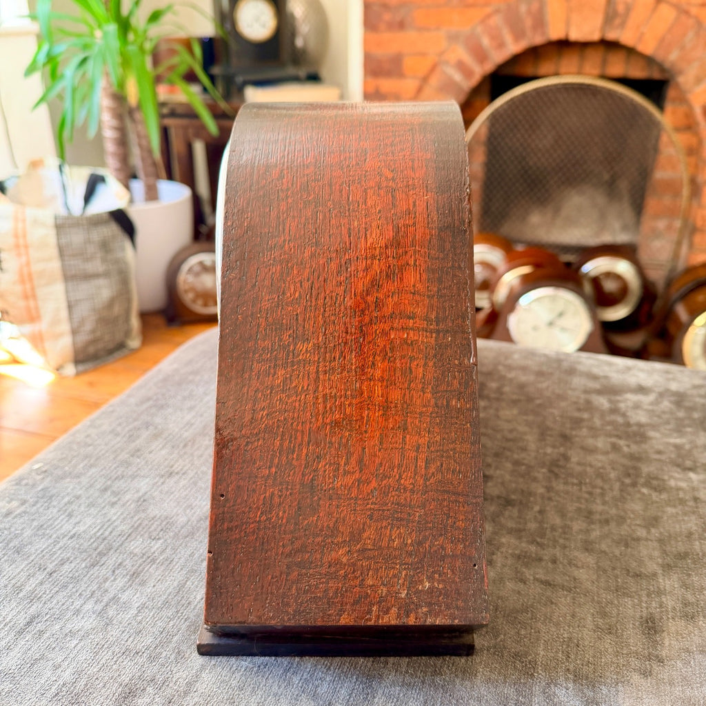 Restored 1930s Art Deco Westminster Chime Mantel Clock Alpine Carved Case