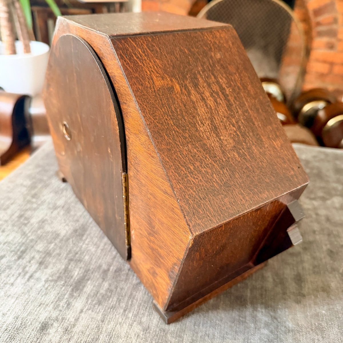 1930s Kienzle Art Deco Oak Mantel Clock Gong Strike Serviced Restored