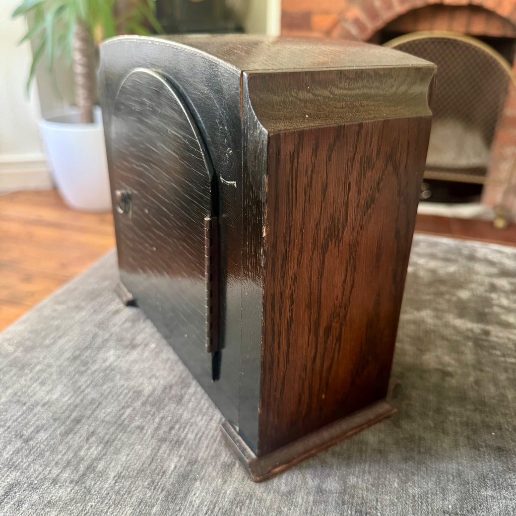Smiths Enfield Hadleigh Oak Mantel Clock Early 1950s Gong Strike Serviced