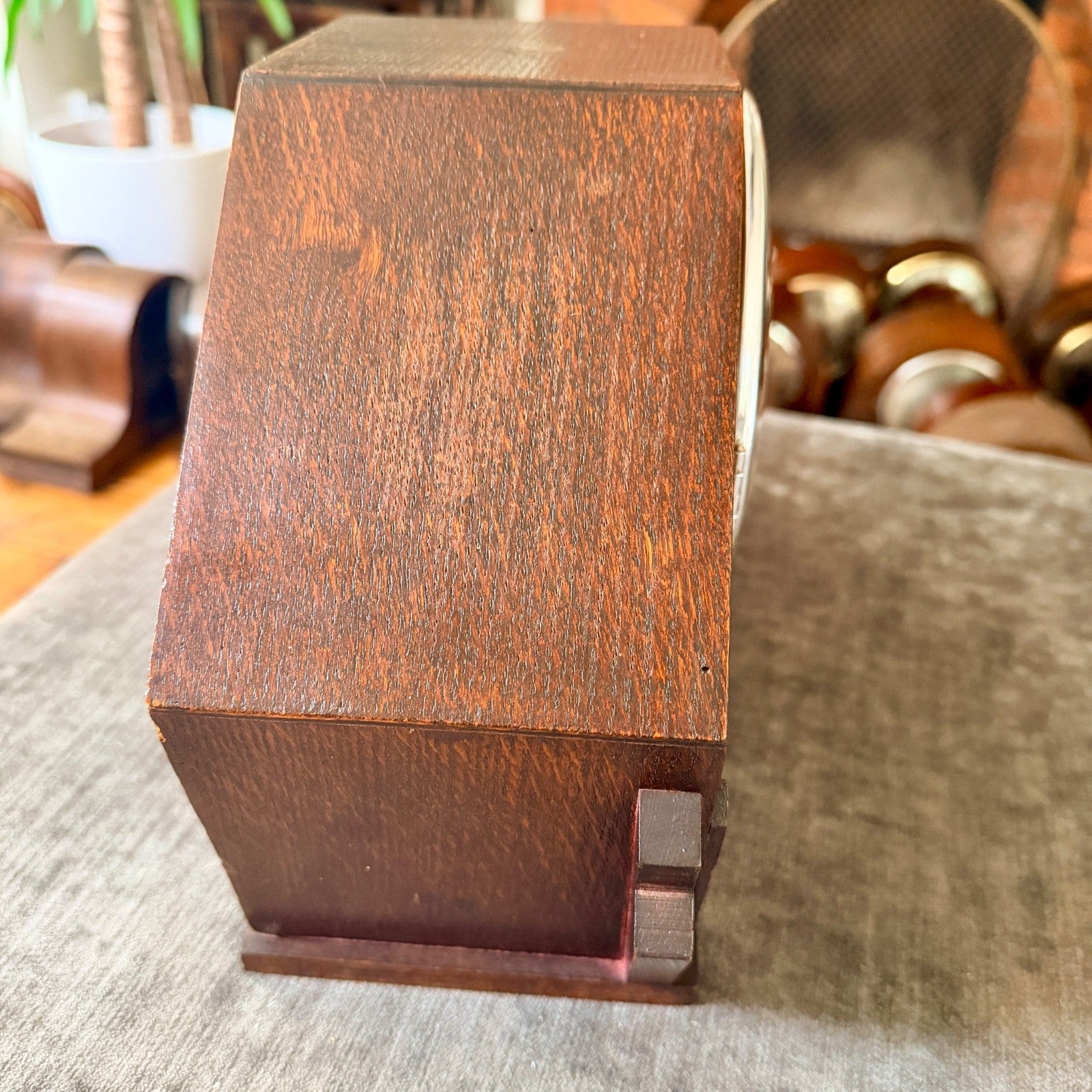 1930s Kienzle Art Deco Oak Mantel Clock Gong Strike Serviced Restored