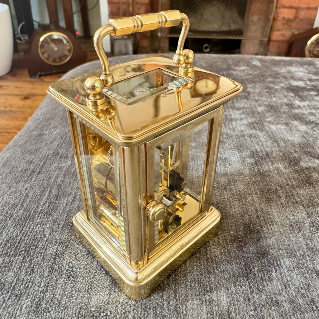 Pair Matthew Norman Miniature Swiss Carriage Clocks Boxed 1977 Serviced