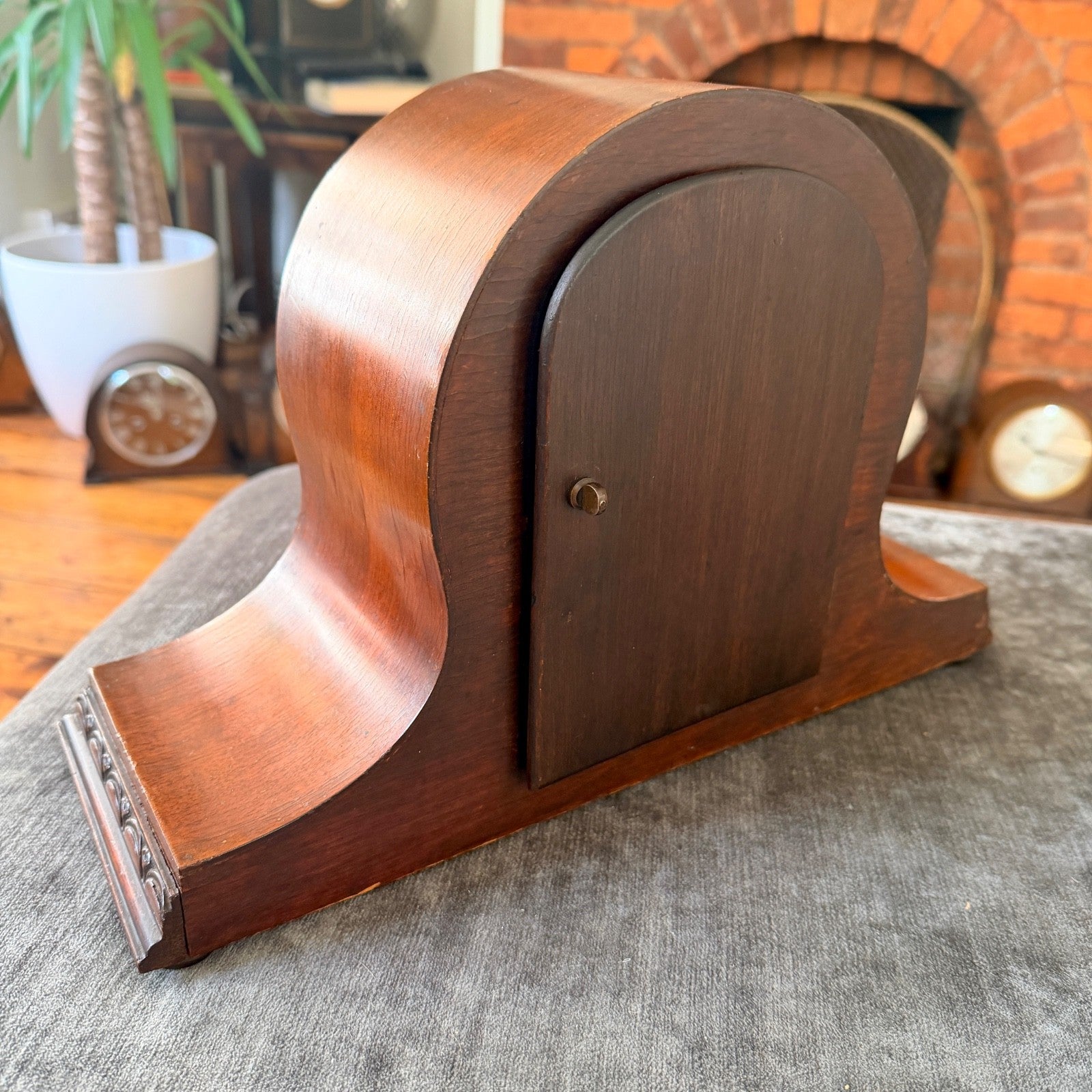 Antique Bravingtons London Mahogany Striking Mantel Clock Fully Serviced