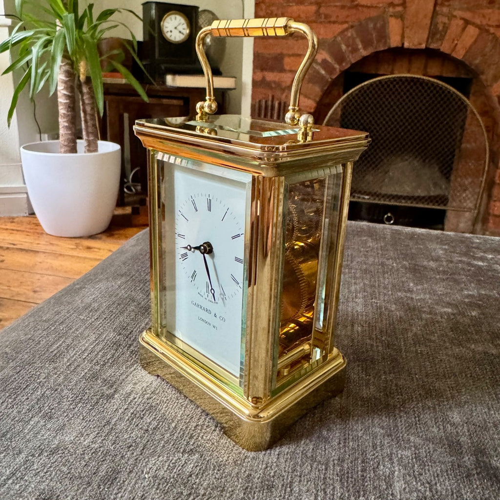 Garrard & Co London FEMA Brass Carriage Clock 8 Day Mechanical Serviced with Key