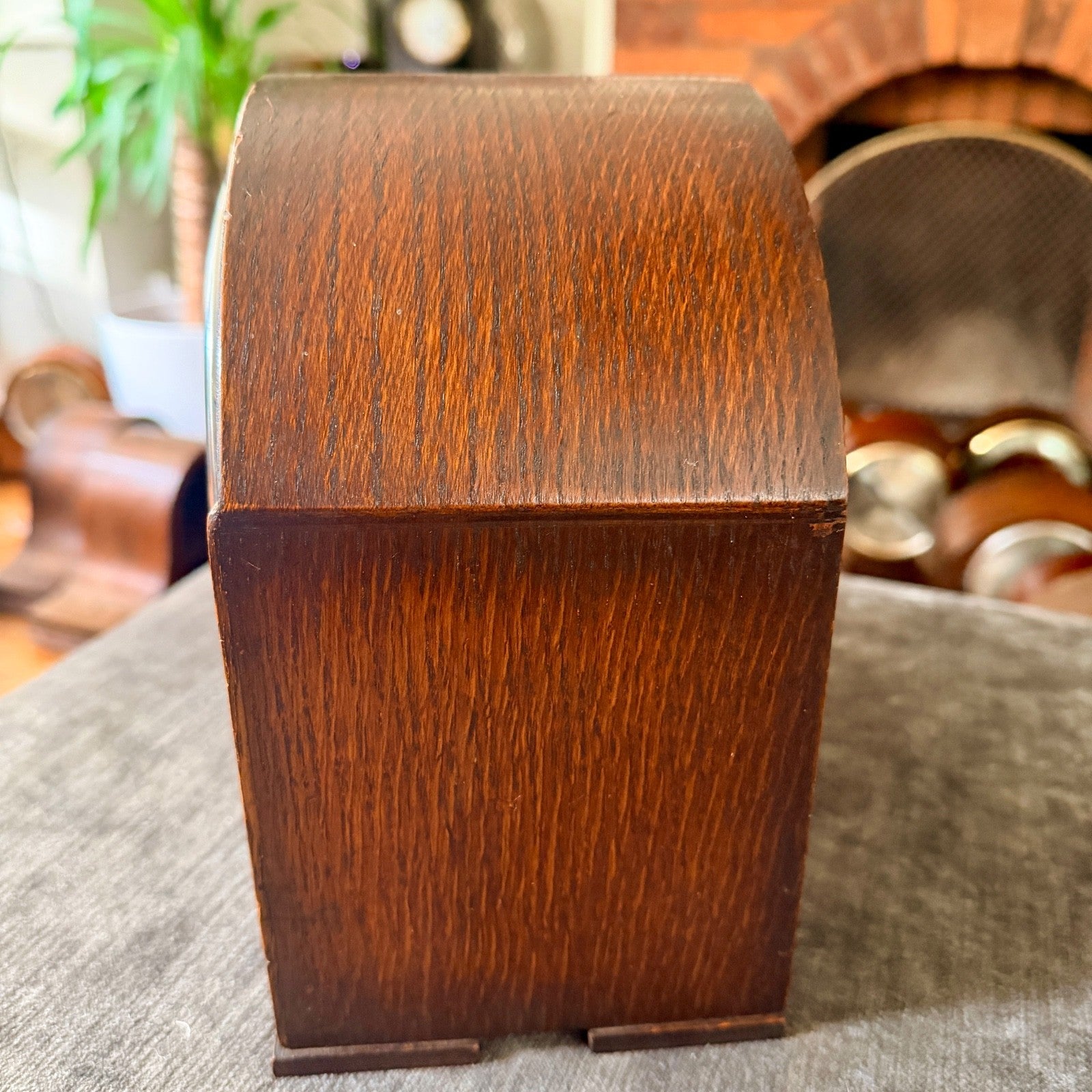 1930s Perivale Art Deco Oak Mantel Clock Gong Strike Serviced Restored