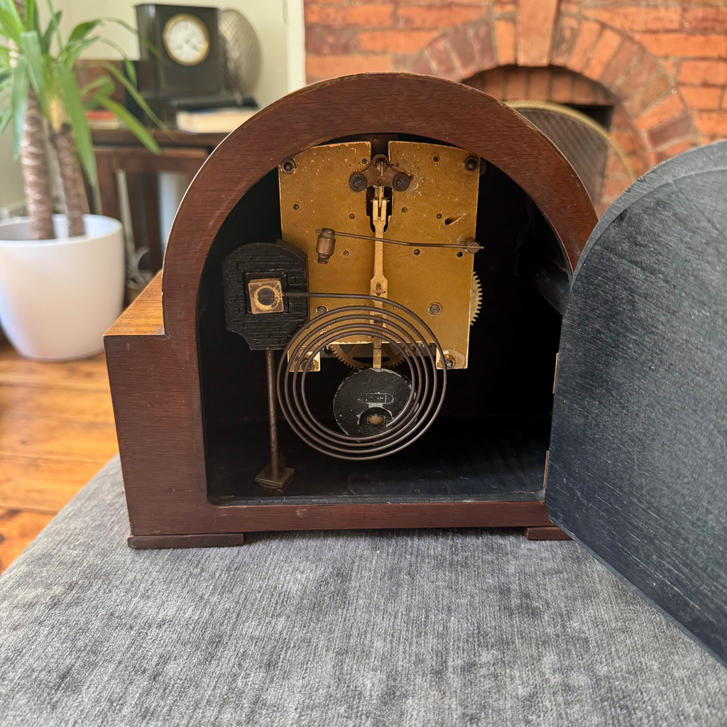 Vintage Enfield Mantel Clock Art Deco Gong Strike Fully Serviced Working