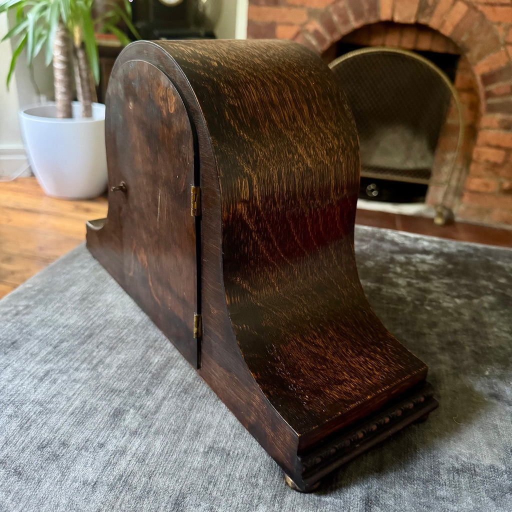 German Art Deco Oak Mantel Clock | Fully Serviced | Gong Strike | c1930s