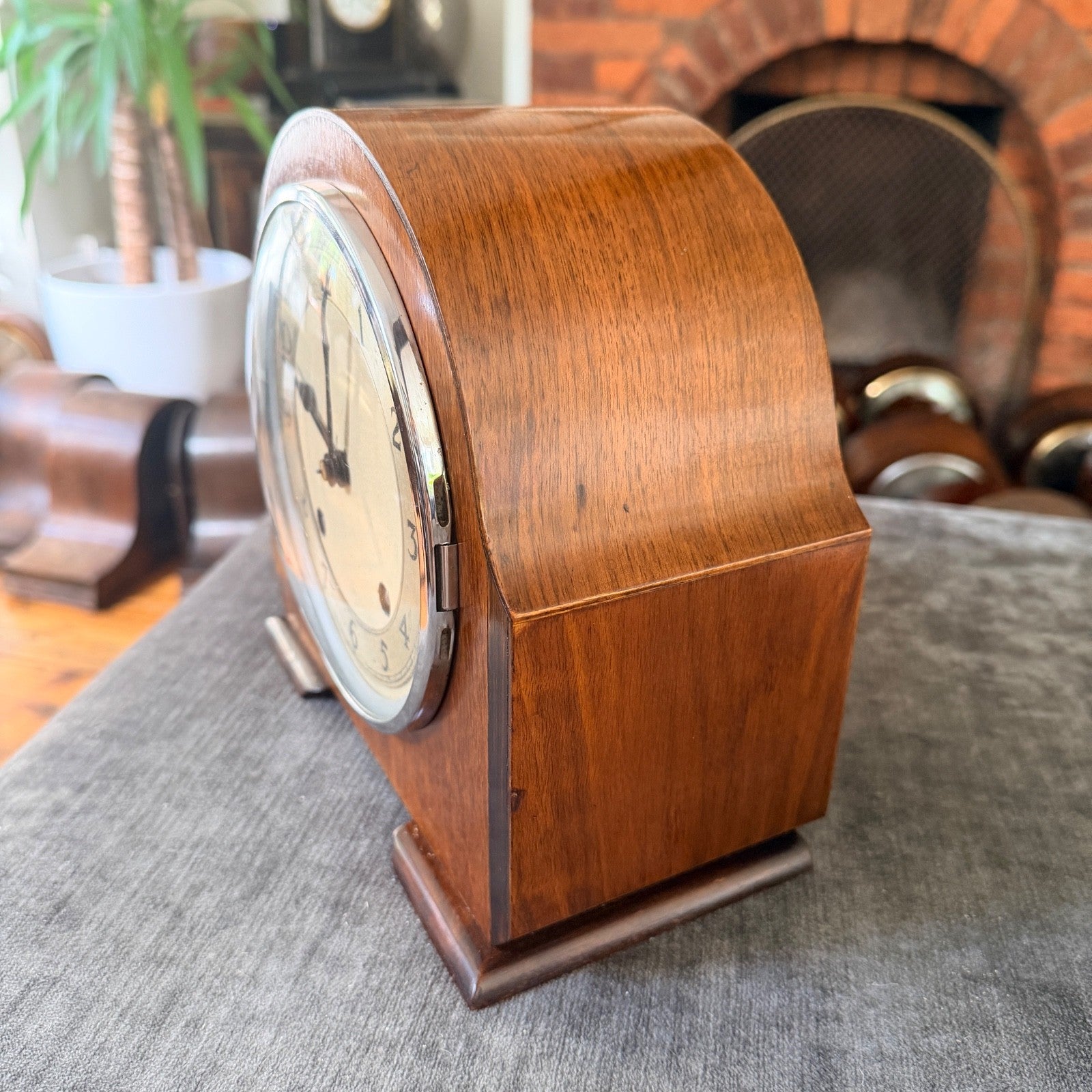 Vintage Garrard English Gong Striking Mantel Clock c1950s Serviced Art Deco