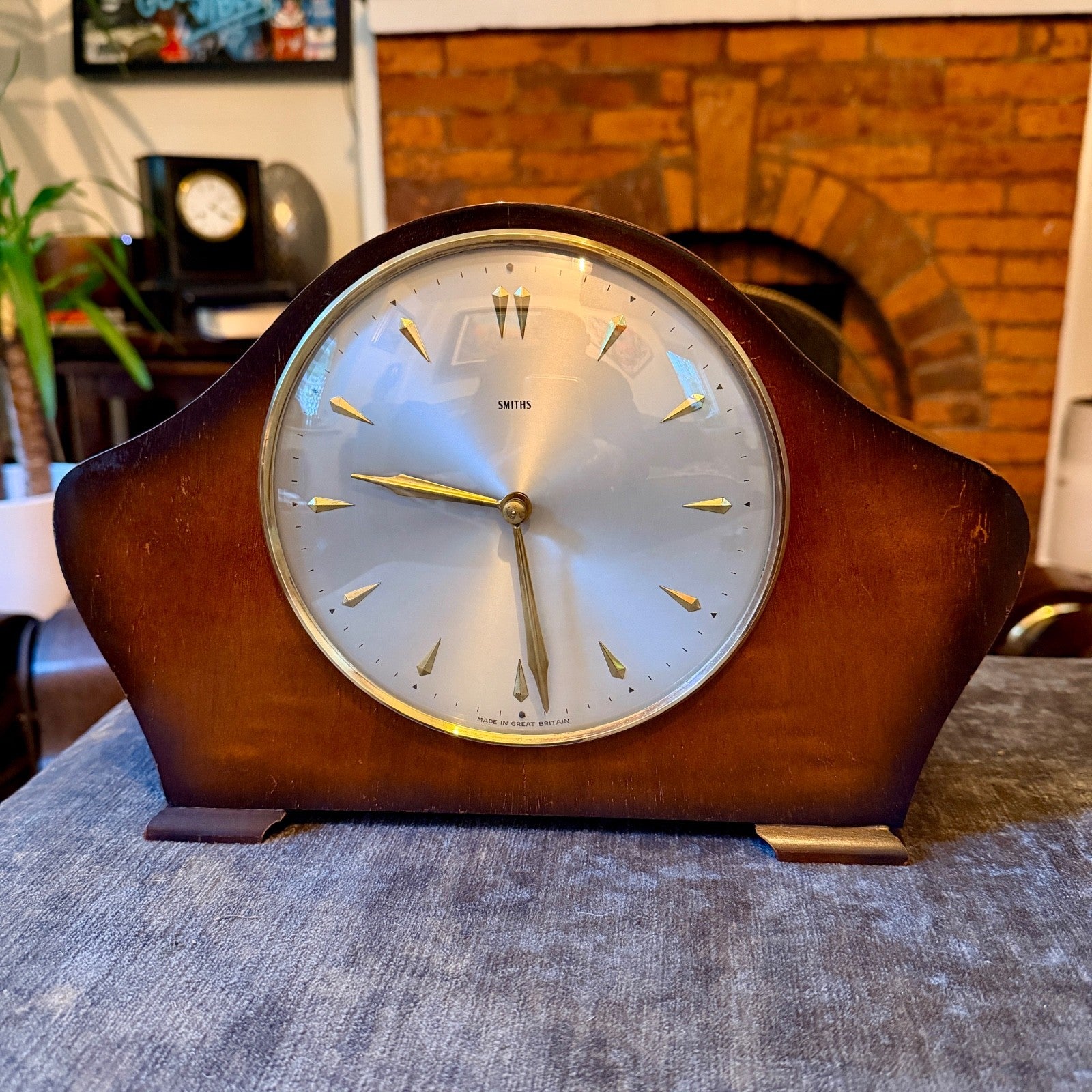 Vintage Smiths Floating Balance Mantel Clock Mid Century Mechanical Gong Service