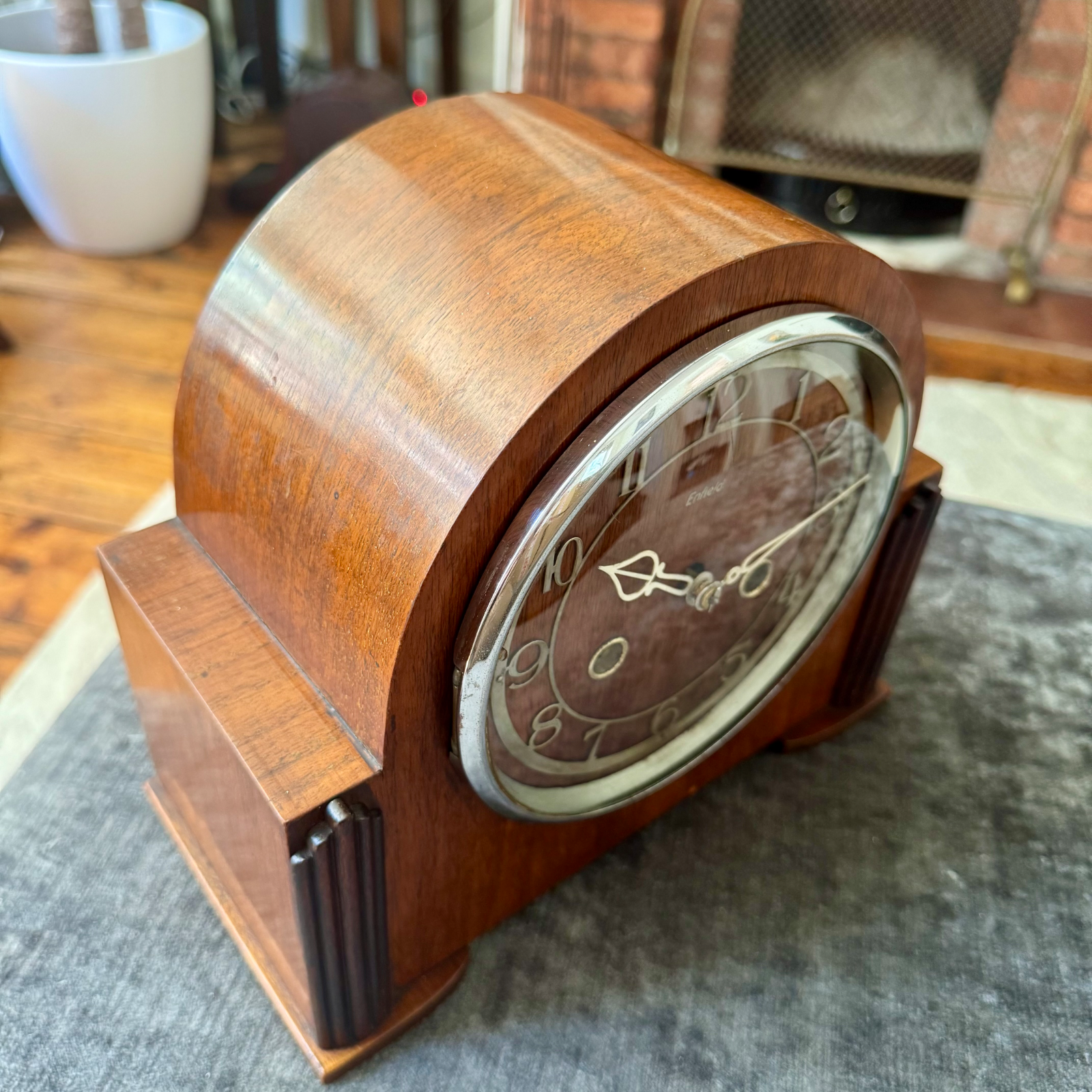 Vintage Enfield Mantel Clock Art Deco Gong Strike Fully Serviced Working