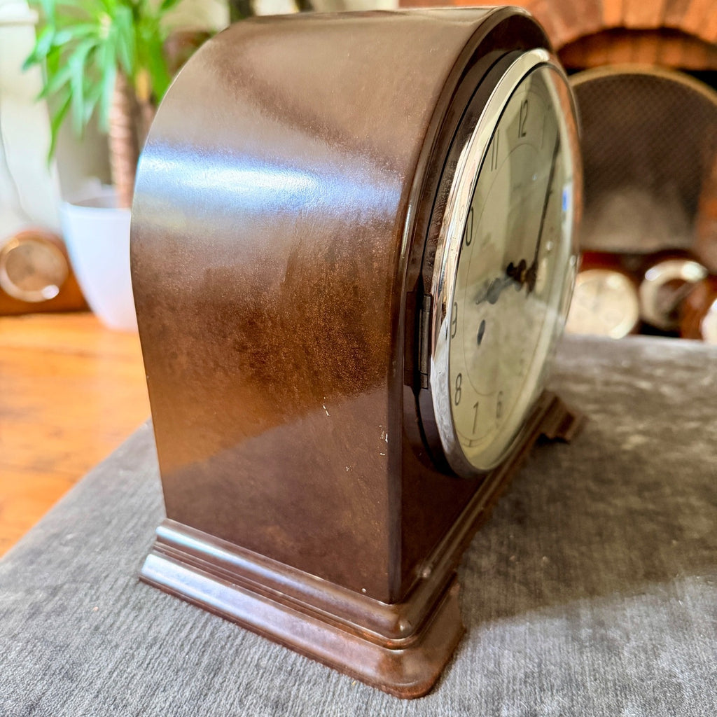 Vintage Enfield Bakelite Mantel Clock Gong Strike Fully Serviced Art Deco