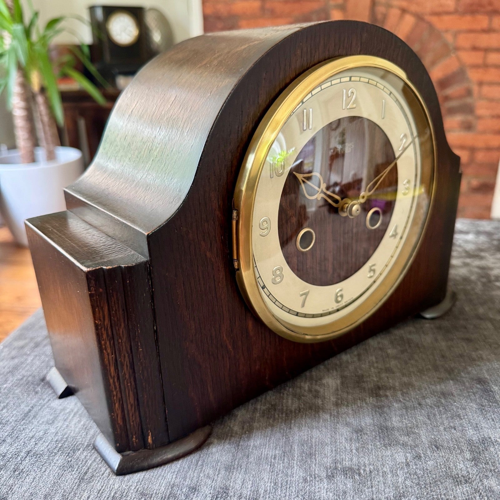 Smiths Enfield Mantel Clock 1952 Oak Gong Strike Art Deco Fully Serviced UK