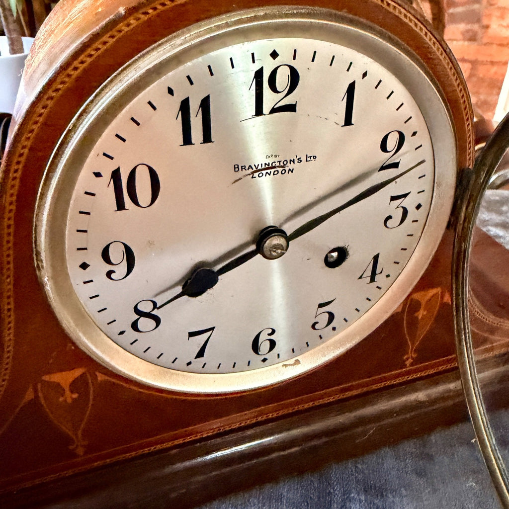 Antique Bravington’s London Inlaid Mantel Clock Gong Strike Serviced