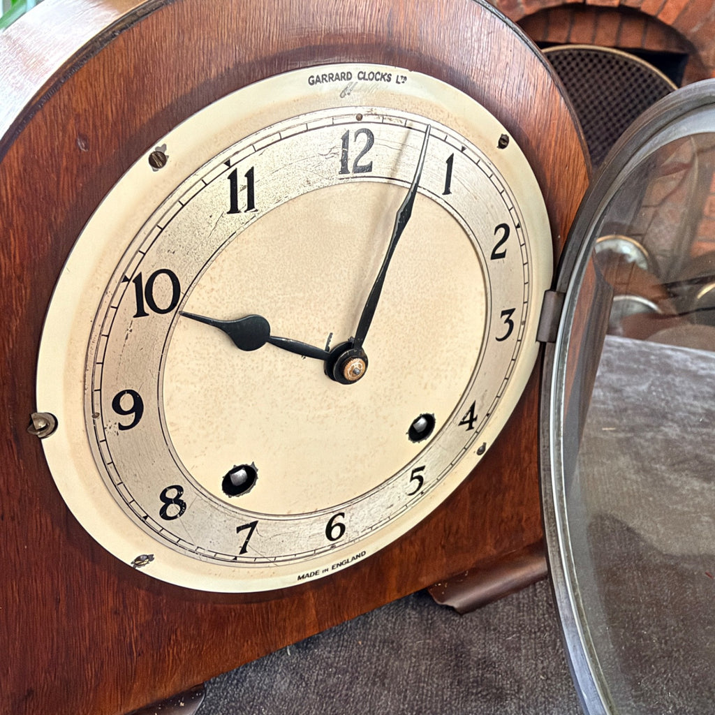 Vintage Garrard English Gong Striking Mantel Clock c1950s Serviced Art Deco