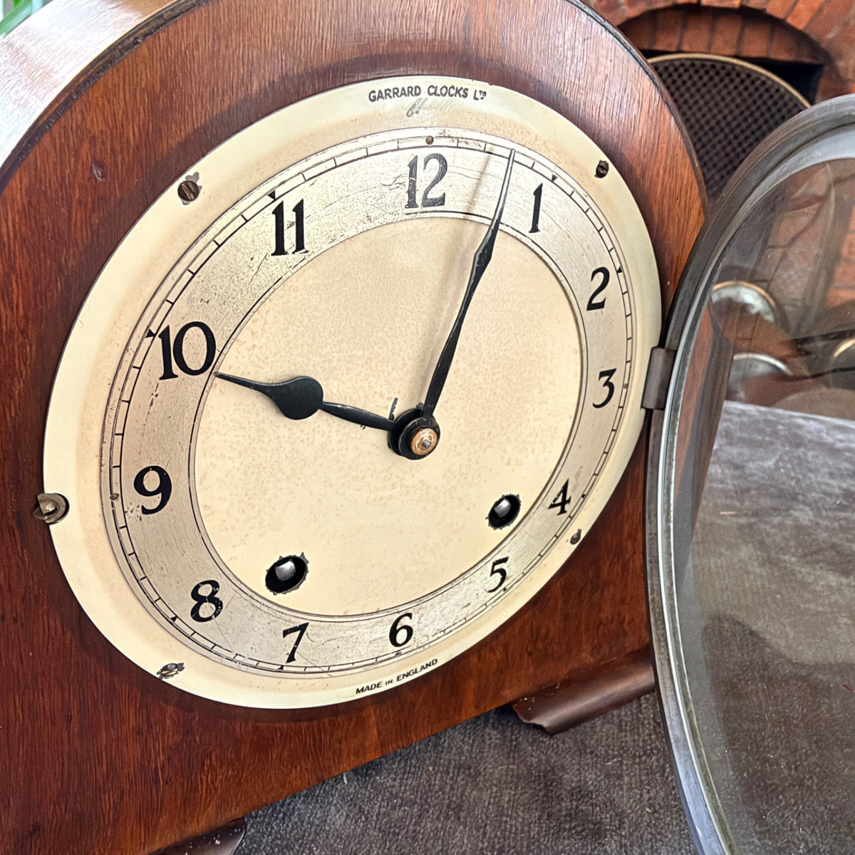 Vintage Garrard English Gong Striking Mantel Clock c1950s Serviced Art Deco