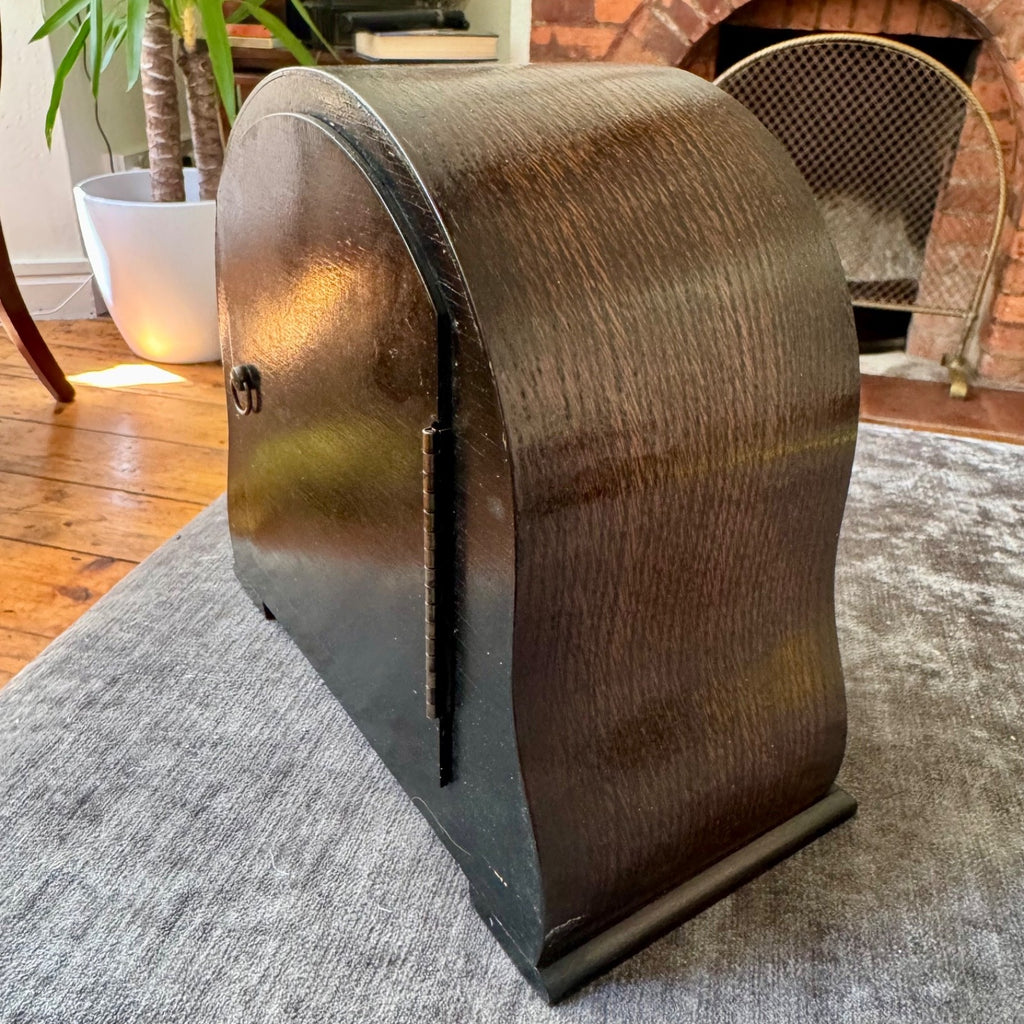 Smiths Enfield Battersea Oak Mantel Clock 8 Day Gong Strike Serviced C1952