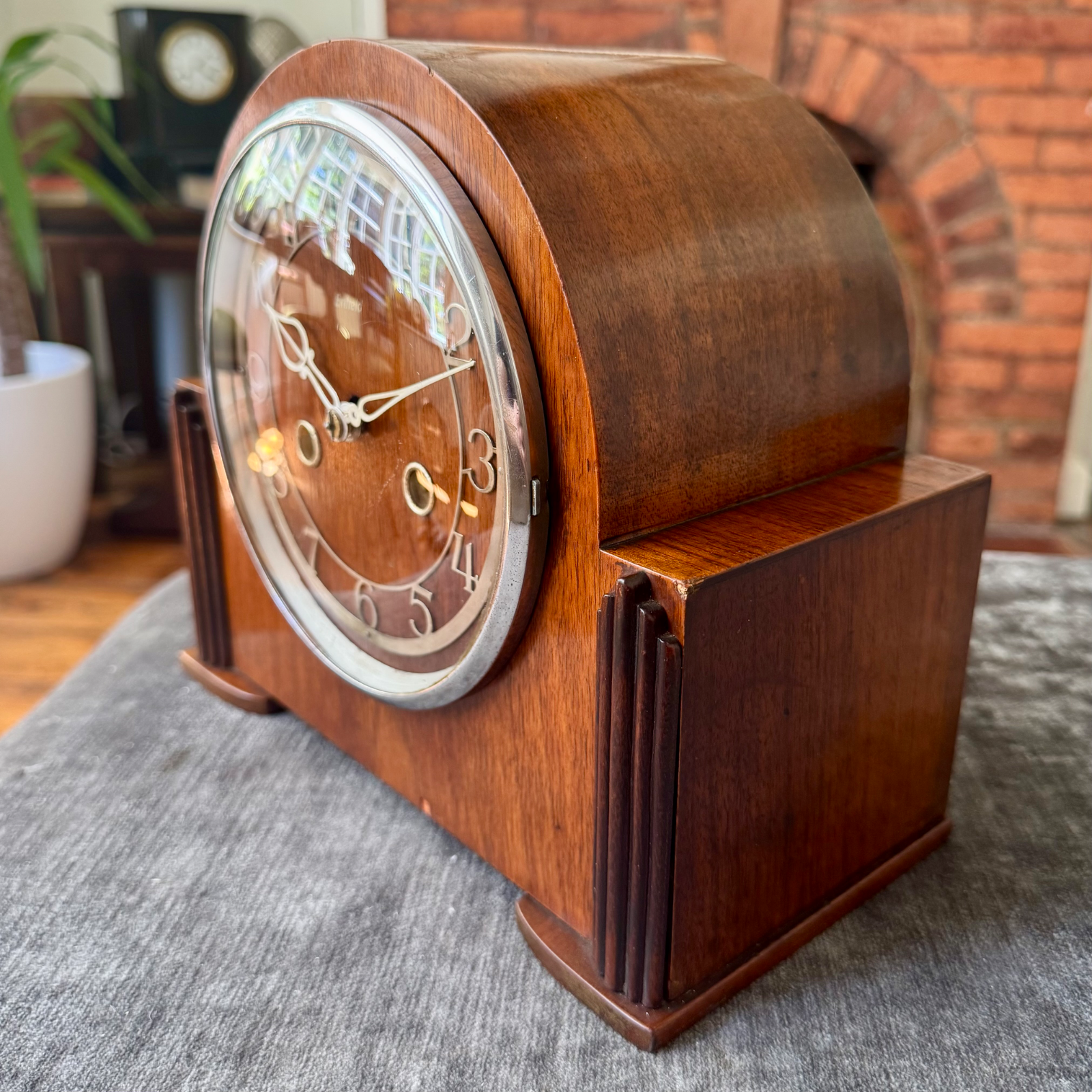 Vintage Enfield Mantel Clock Art Deco Gong Strike Fully Serviced Working