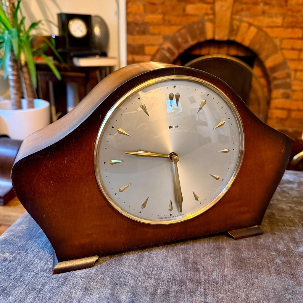 Vintage Smiths Floating Balance Mantel Clock Mid Century Mechanical Gong Service