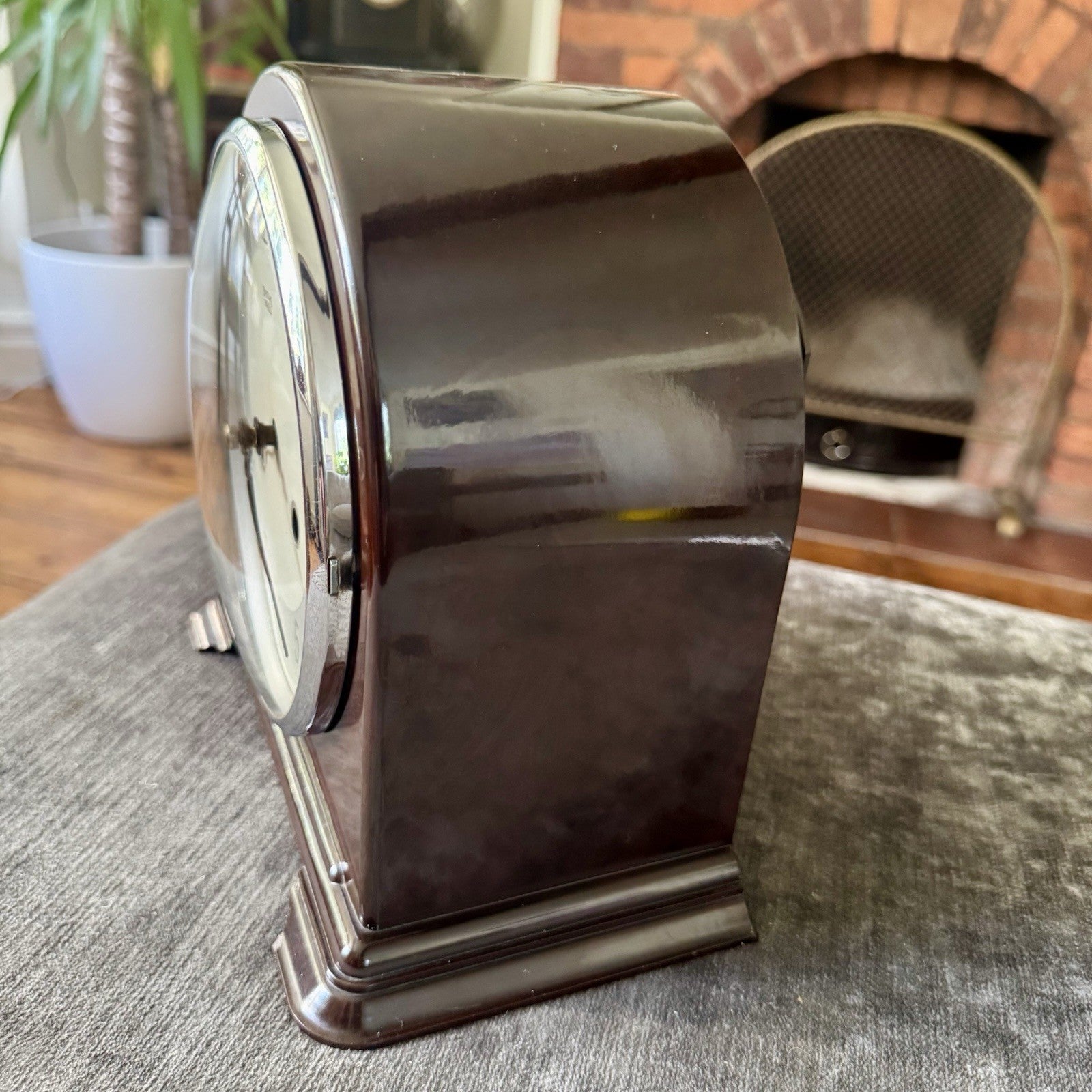Smiths Enfield Bakelite Mantel Clock Gong Strike Serviced c1955 Key & Instructio