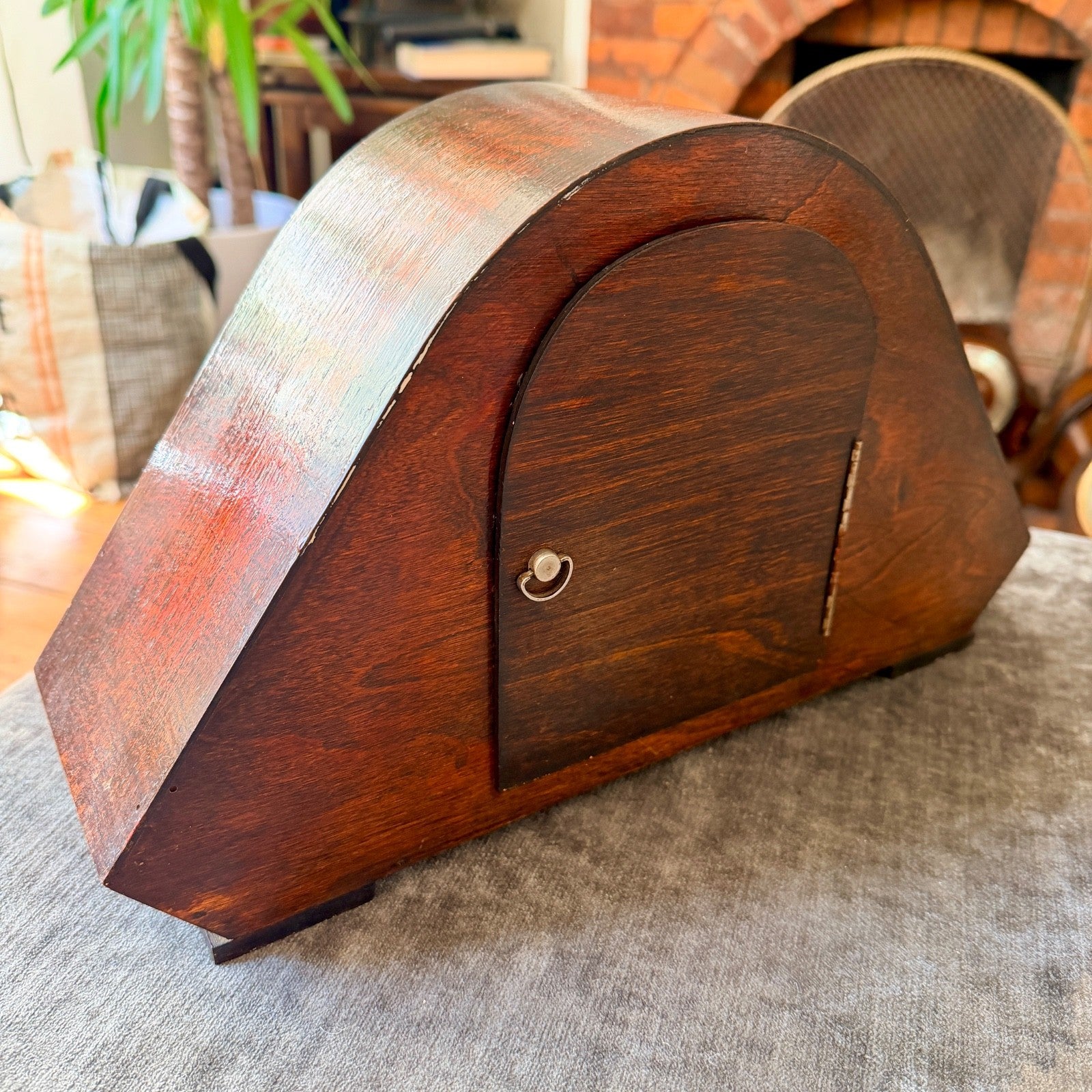 Restored 1930s Art Deco Westminster Chime Mantel Clock Alpine Carved Case
