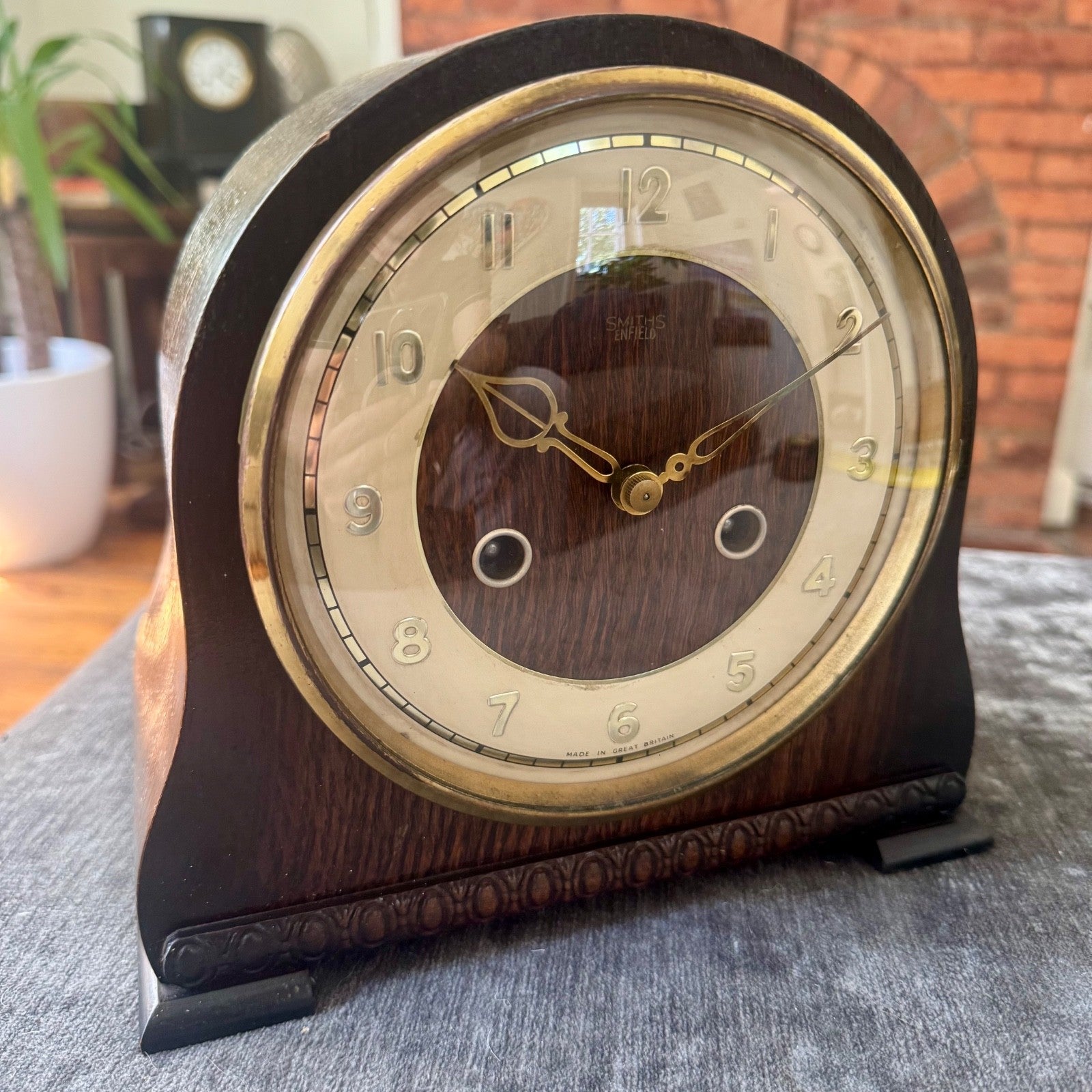 Smiths Enfield Battersea Oak Mantel Clock 8 Day Gong Strike Serviced C1952