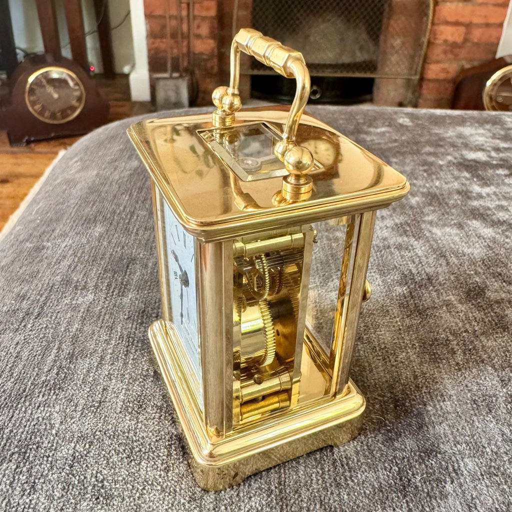 Pair Matthew Norman Miniature Swiss Carriage Clocks Boxed 1977 Serviced