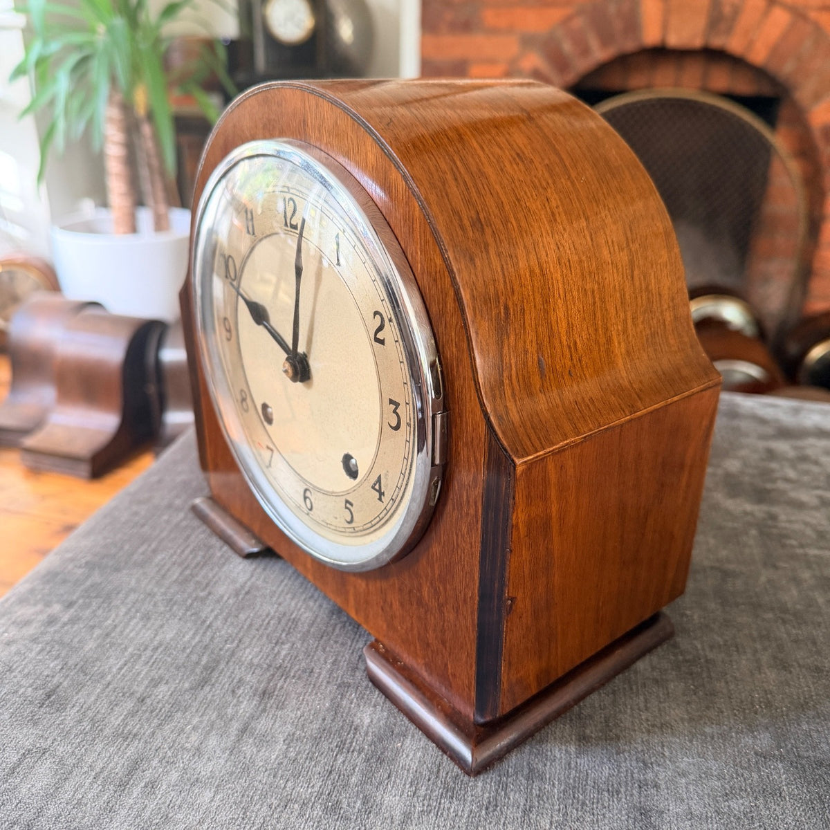 Vintage Garrard English Gong Striking Mantel Clock c1950s Serviced Art Deco