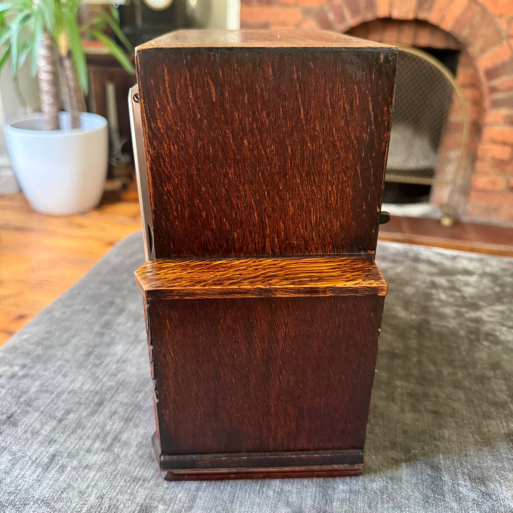 Camerer Cuss Art Deco Oak Mantel Clock 1939 Gong Strike Serviced Working