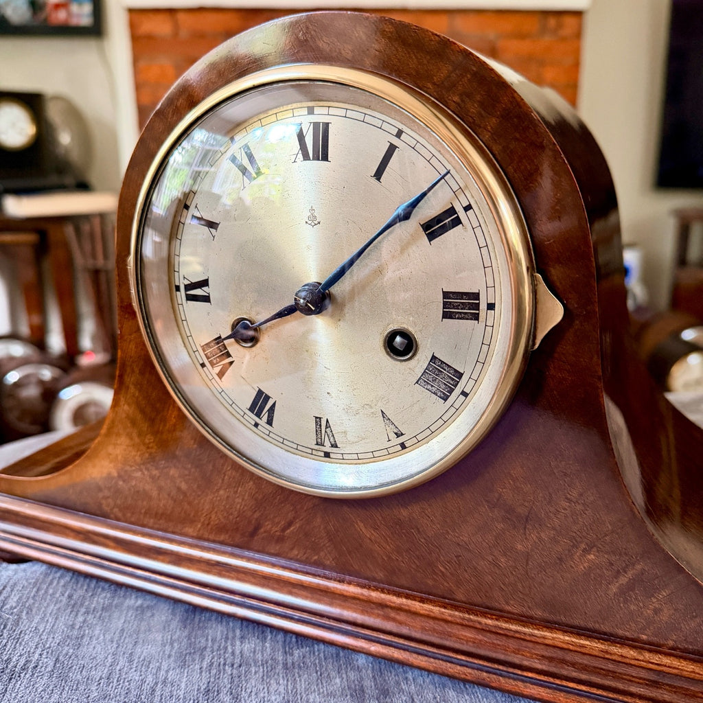 Antique Gustav Becker Mahogany Striking Mantel Clock Fully Serviced