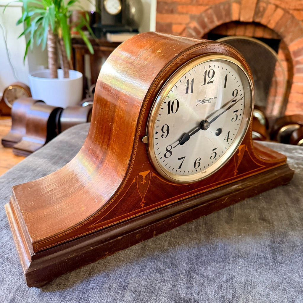 Antique Bravington’s London Inlaid Mantel Clock Gong Strike Serviced