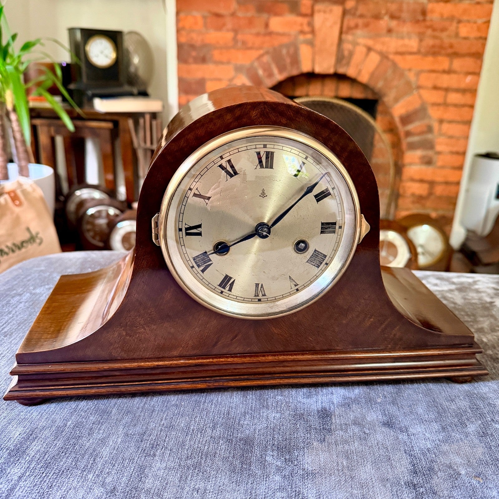 Antique Gustav Becker Mahogany Striking Mantel Clock Fully Serviced