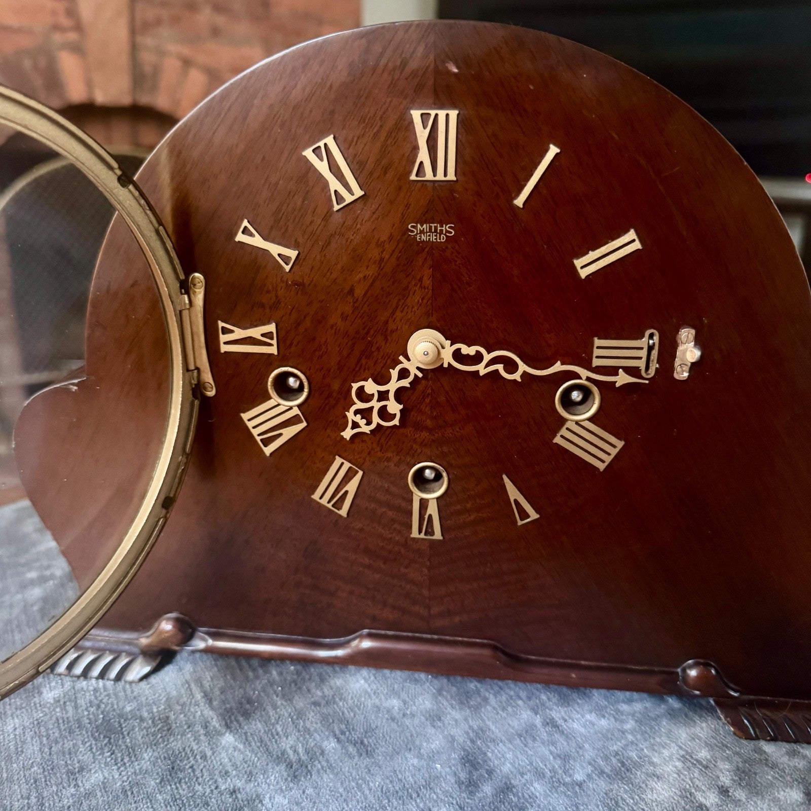 Smiths Enfield Westminster Mantel Clock 1951 8 Day 5 Rod Chime Serviced Mahogany