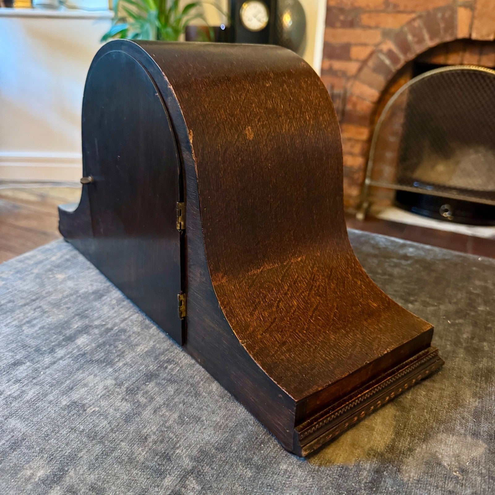  Antique HAC Westminster Chiming Mantel Clock c1930 Oak Napoleon Hat