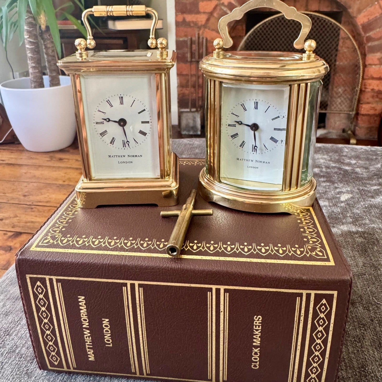 Pair Matthew Norman Miniature Swiss Carriage Clocks Boxed 1977 Serviced